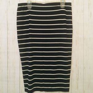 Vince Camuto striped midi stretch tube skirt